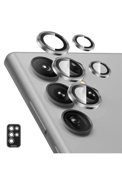 Galaxy S24 Ultra Uyumlu Uygulama Aparatlı 5 Parça Kamera Lens Koruyucu Cam Kamera Koruma