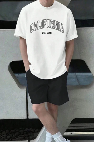 Unisex California Baskılı Şort Takım - Resim 5