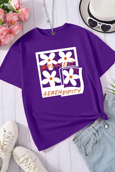 Unisex Serendipity Baskılı Oversize Tshirt - Resim 10