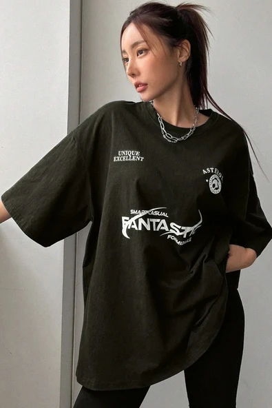 Fantastic Baskılı Unisex Oversize Tshirt - 3