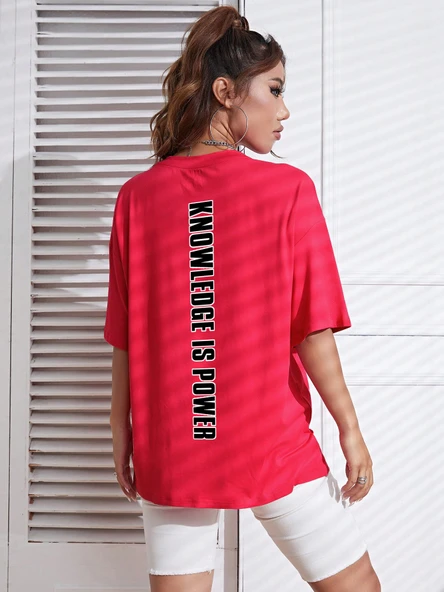 Unisex Knowledge is Power Baskılı Tasarım Tshirt - 5