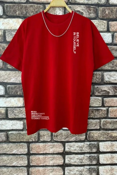 Erkek Belive in Yourself Baskılı Oversize Tshirt ürün görseli