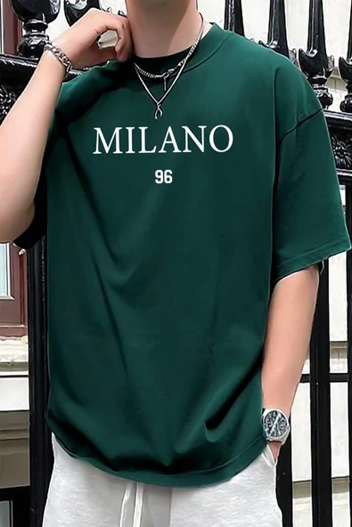 Erkek Milano Baskılı Oversize Tshirt - 7