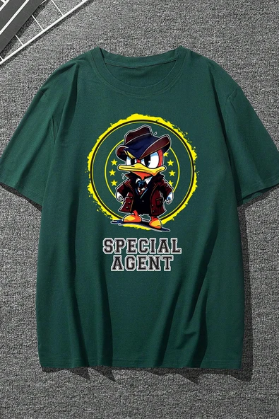 Unisex Special Agent Baskılı Oversize Tshirt - 7