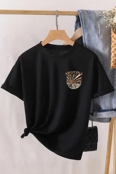 Unisex Sırt Baskılı Arizona Oversize Tshirt - Resim 4