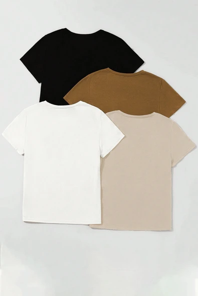 Unisex Basic Model 4'lu Tshirt - Resim 12