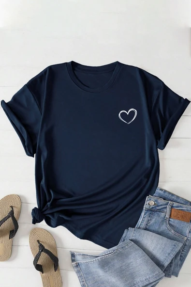Unisex Hearts Baskılı Tasarım Tshirt - Resim 8