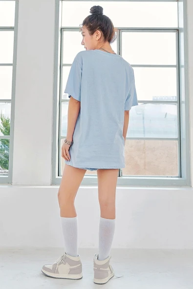 Unisex Serendipity Baskılı Oversize Tshirt - Resim 8