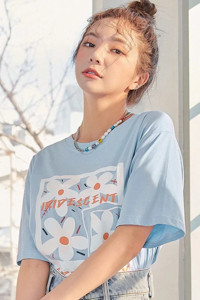 Unisex Serendipity Baskılı Oversize Tshirt - Resim 5