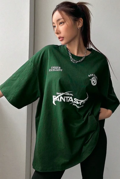 Fantastic Baskılı Unisex Oversize Tshirt - 4