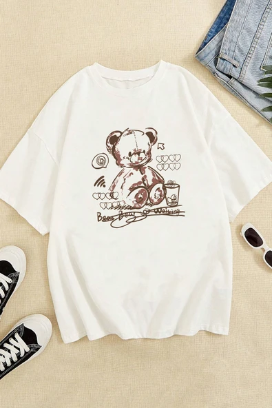 Unisex Bear Bear Baskılı Tasarım Tshirt
