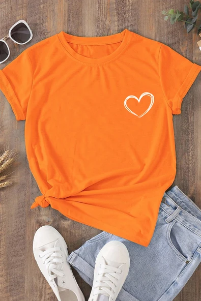 Unisex Hearts Baskılı Tasarım Tshirt - Resim 12