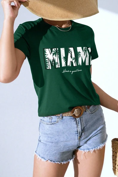 Unisex Miami Baskılı Oversize Tshirt - Resim 11