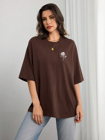 Nature Blossom Baskılı Unisex Oversize Tshirt ürün görseli