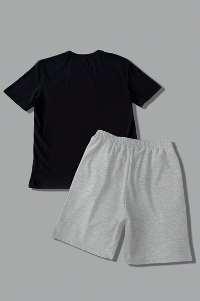 Unisex Los Angles Detay Baskılı Şort Takım - Resim 3