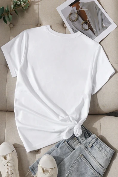 Pamuklu Papatya Kelebek Tasarım Tshirt - 8