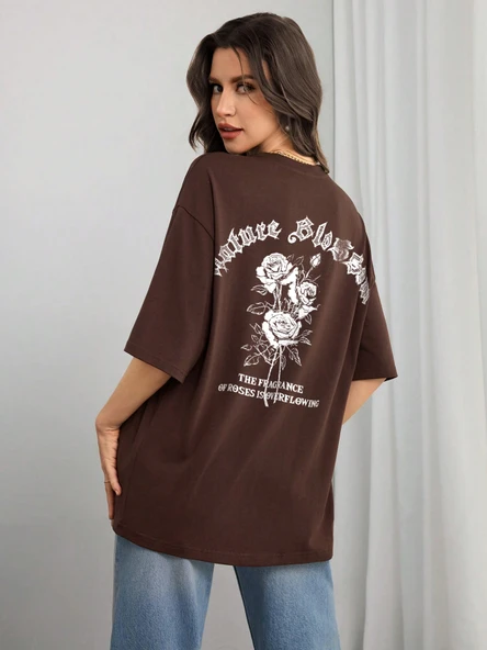 Nature Blossom Baskılı Unisex Oversize Tshirt - Resim 2