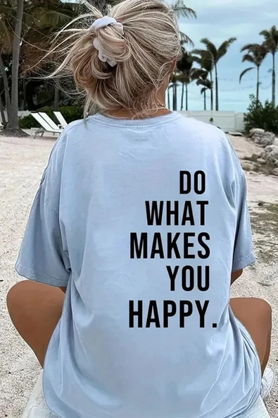 Unisex Sırt Baskılı Do What Oversize Tshirt - Resim 10