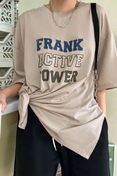 Unisex Frank Active Power Baskılı Oversize Tshirt - 6