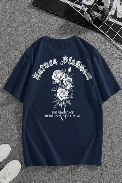 Nature Blossom Baskılı Unisex Oversize Tshirt - Resim 8