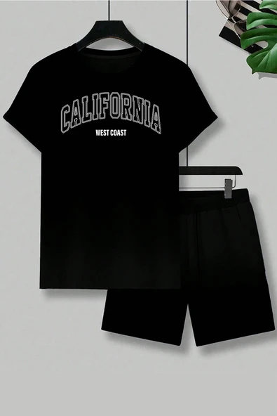 Unisex California Baskılı Şort Takım - Resim 2