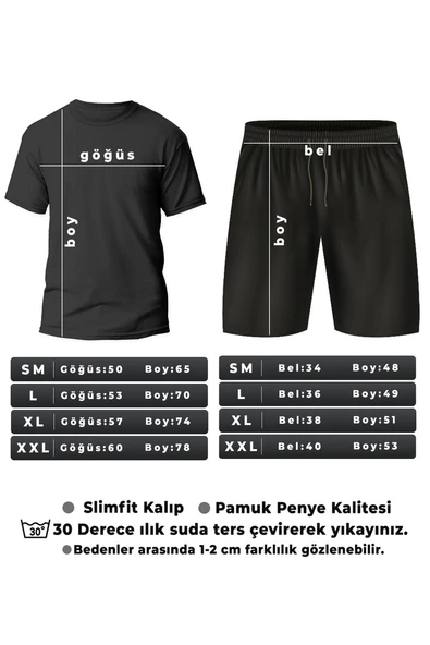 Unisex Over Baskılı Şort Takım - 4