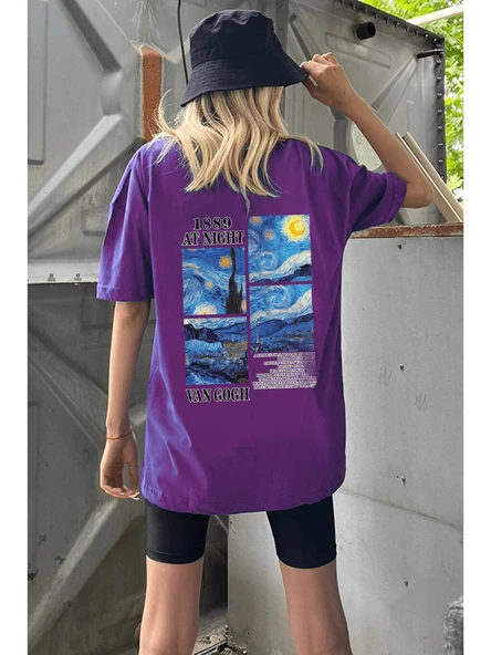 Unisex Van Gogh Baskılı Oversize Tshirt - Resim 10