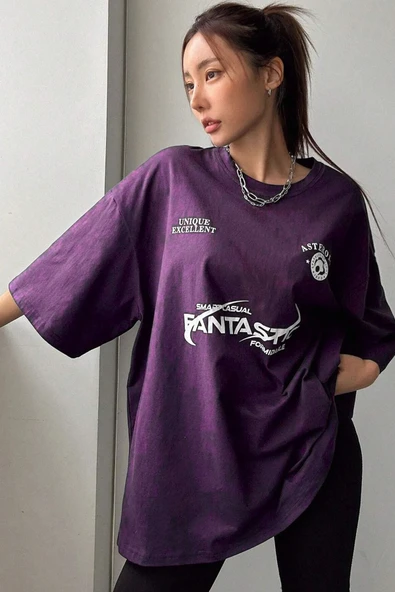 Fantastic Baskılı Unisex Oversize Tshirt - 8