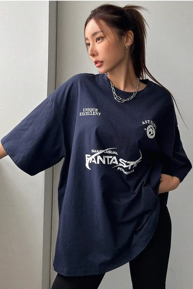 Fantastic Baskılı Unisex Oversize Tshirt - 9