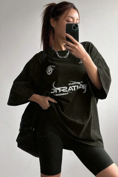 Fantastic Baskılı Unisex Oversize Tshirt - 2