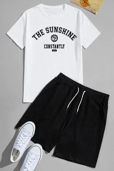 Unisex Sunshine Baskılı Şort Takım - 11