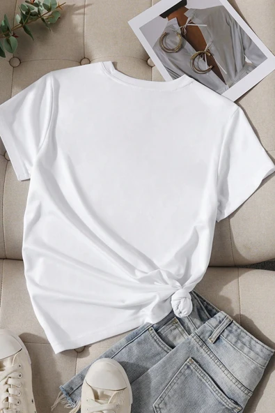 Unisex Leopar Kalp Baskılı Oversize T-shirt - 4