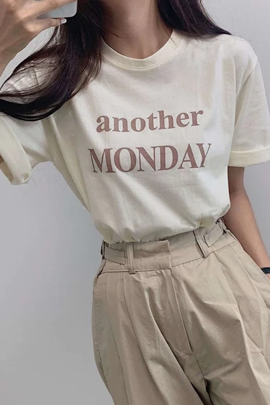 Unisex Another Monday Baskılı Oversize Tshirt - Resim 2