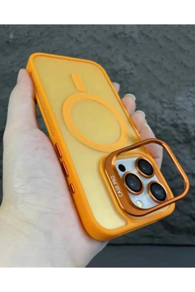 Iphone 15 Pro Max Uyumlu Standlı Case Pro Lensli Magsafe Destekli Kılıf