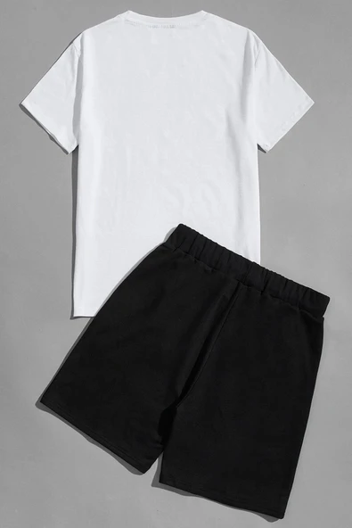 Unisex Be Happy Baskılı Şort Takım - Resim 2