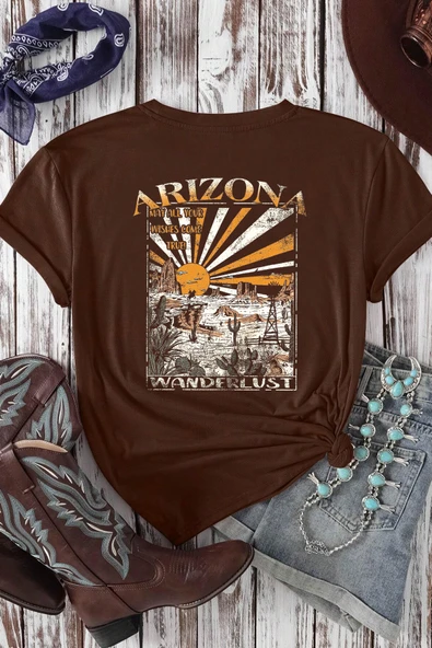 Unisex Sırt Baskılı Arizona Oversize Tshirt