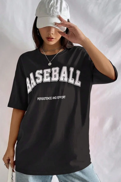 Unisex Baseball Baskılı Oversize Tshirt ürün görseli