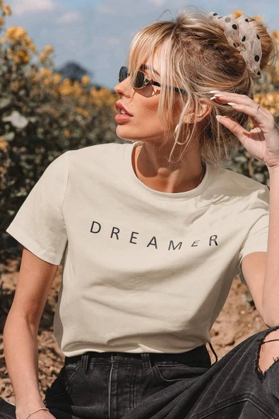 Unisex Dreamer Baskılı Oversize Tshirt - Resim 11