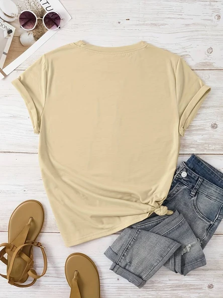 Pamuklu Papatya Kelebek Tasarım Tshirt - 4