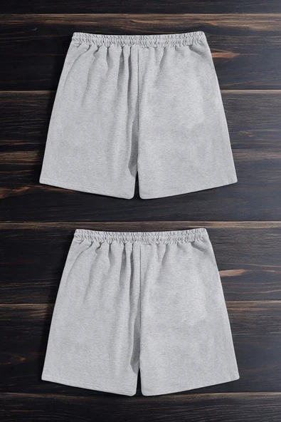2'li Paket Unisex Pamuklu Rahat Penye Şort - 4