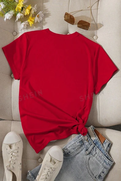 Pamuklu Papatya Kelebek Tasarım Tshirt - 12