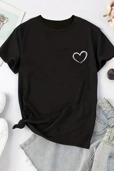 Unisex Hearts Baskılı Tasarım Tshirt ürün görseli
