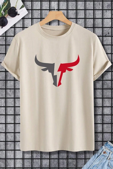 Erkek Boğa Silüet Baskılı Oversize Tshirt - 11