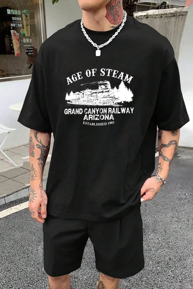 Unisex Age Of Steam Baskılı Şort Takım