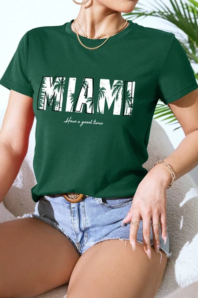 Unisex Miami Baskılı Oversize Tshirt - Resim 9