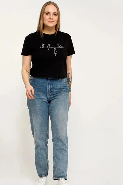 Unisex Kedi Baskılı Oversize Tshirt - 7