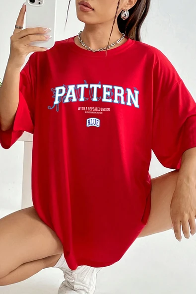 Unisex Pattern Blue Baskılı Tasarım Tshirt