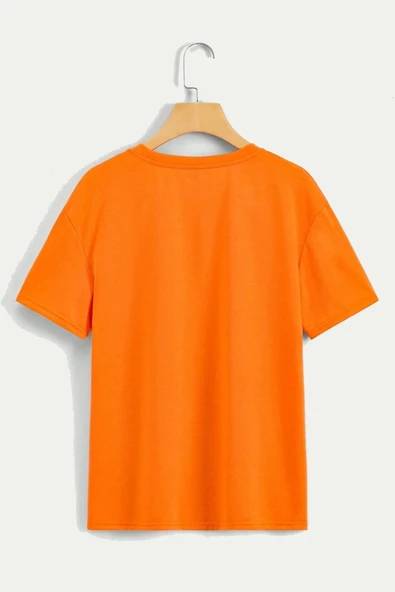 Unisex Leopar Kalp Baskılı Oversize T-shirt - 11