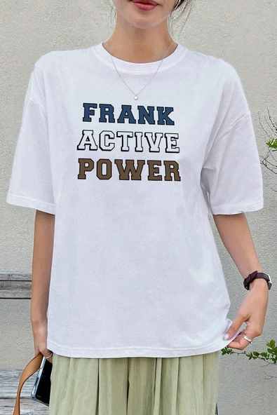 Unisex Frank Active Power Baskılı Oversize Tshirt - 2
