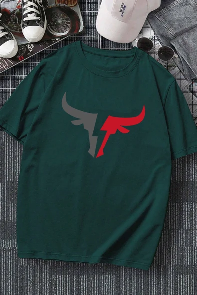 Erkek Boğa Silüet Baskılı Oversize Tshirt - 8